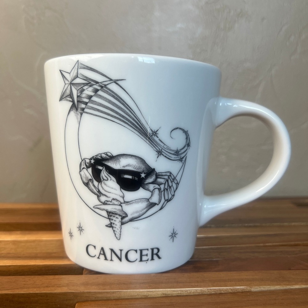 Williams Sonoma Rory Dobner Cancer Zodiac Mug White Porcelain Crab Astrology 4in